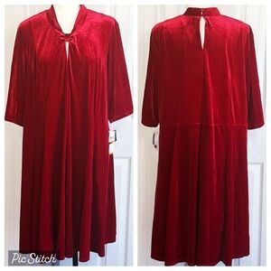 NWT Signature Robbie Bee 3X Holiday Red Velvet Bow Party Dress